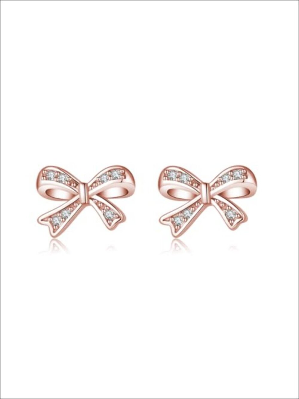 925 Sterling Silver Tiny Bow Stud Earrings Women Teens CZ Bowknot